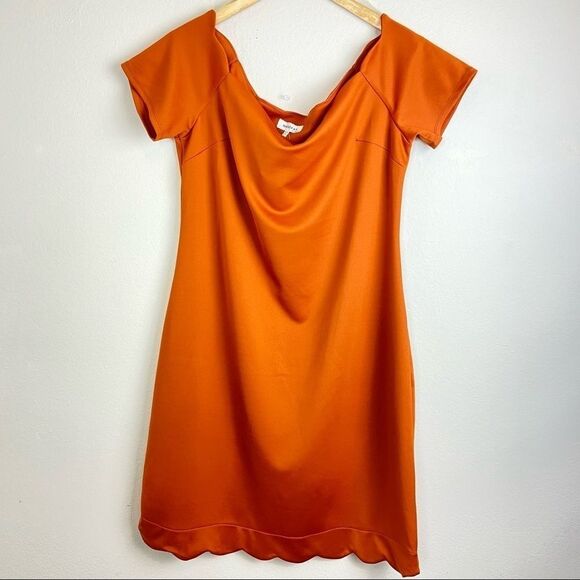 Monteau - Trendy Plus Size Scalloped Off-The-Shoulder Dress - Picture 2 of 9